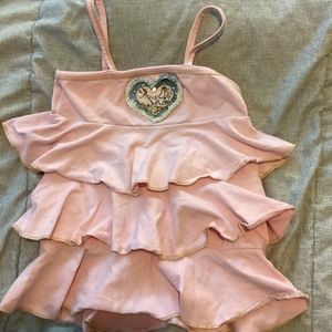Ooh! La La Couture Sleeveless Pink Shirt Size 6x / 7 Ruffles Heart Tank